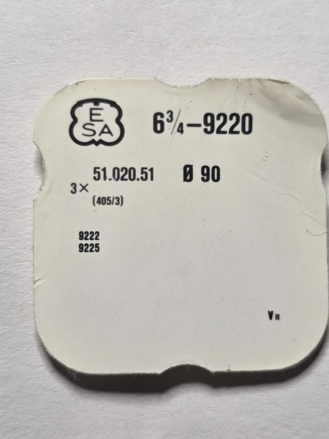 [AM139] ESA / Ébauches SA - ESA 9220 / Réf. 51.020.51 (405/3)