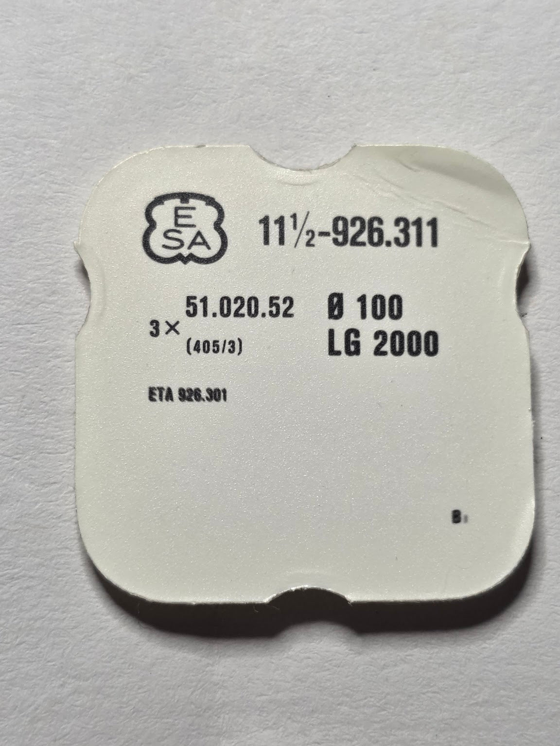[AM142] ESA / Ébauches SA - ESA 926.311 / Réf. 51.020.52 (405/3)
