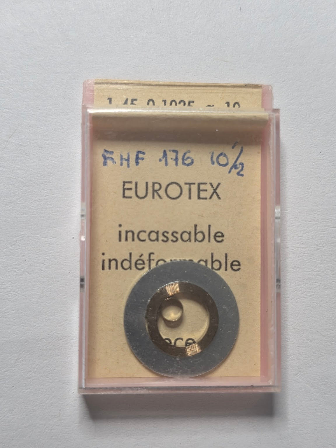 [AM202] FHF (Fontainemelon) / EUROTEX - FHF 176 10 1/2 - Ressort moteur incassable EUROTEX (1,45 x 0,1025 x ø 10 - N° 187 / N° 3)