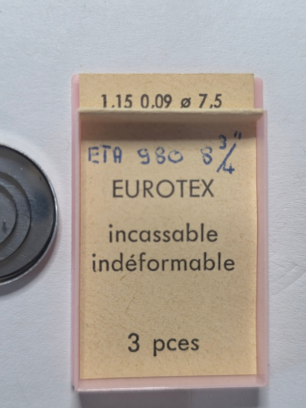 [AM204] ETA / EUROTEX - ETA 980 8 3/4 - Lot de 3 ressorts moteurs incassables EUROTEX (1,15 x 0,09 x ø 7,5 - N° 105 / N° 3)