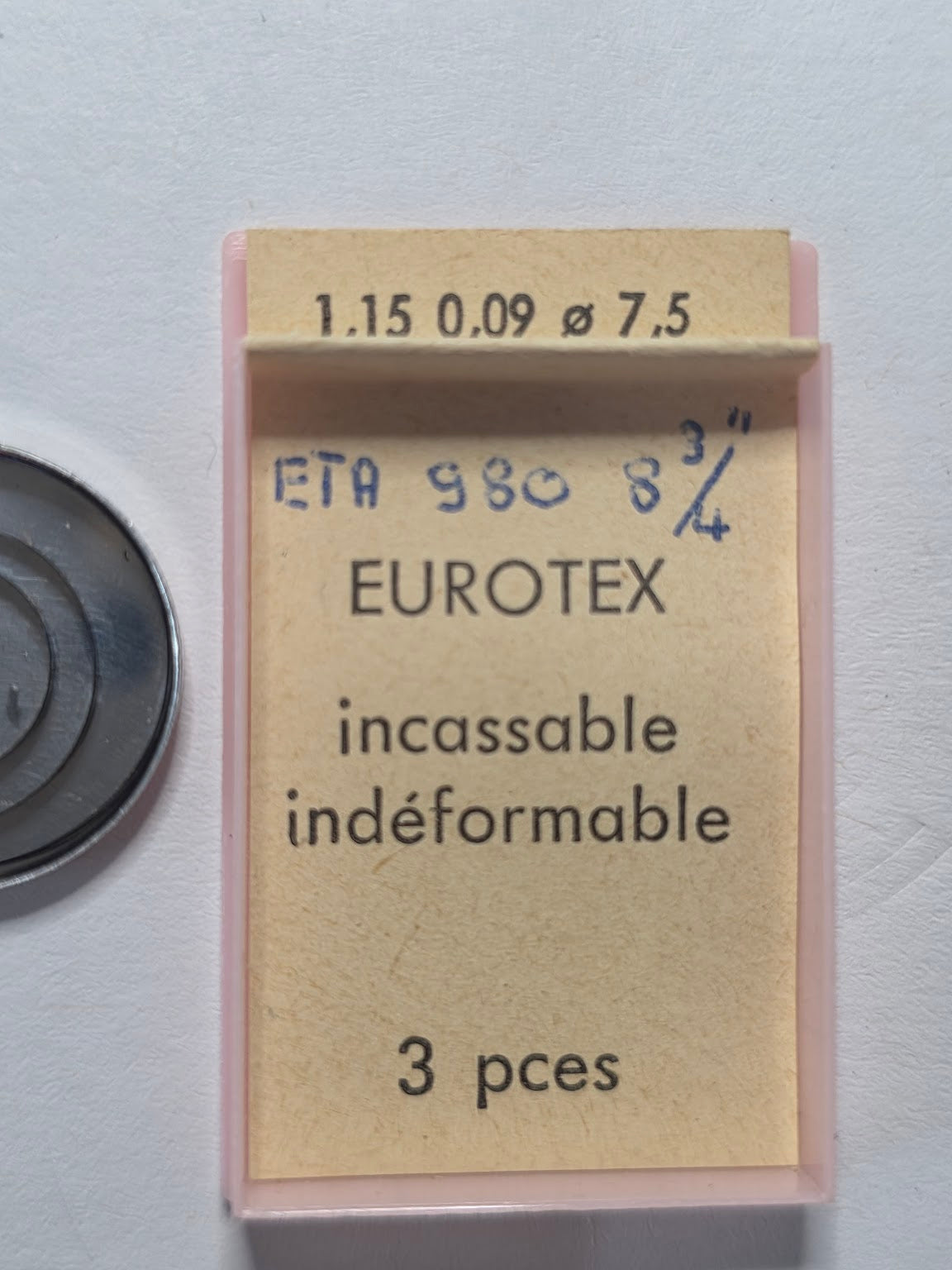 [AM204] ETA / EUROTEX - ETA 980 8 3/4 - Lot de 3 ressorts moteurs incassables EUROTEX (1,15 x 0,09 x ø 7,5 - N° 105 / N° 3)