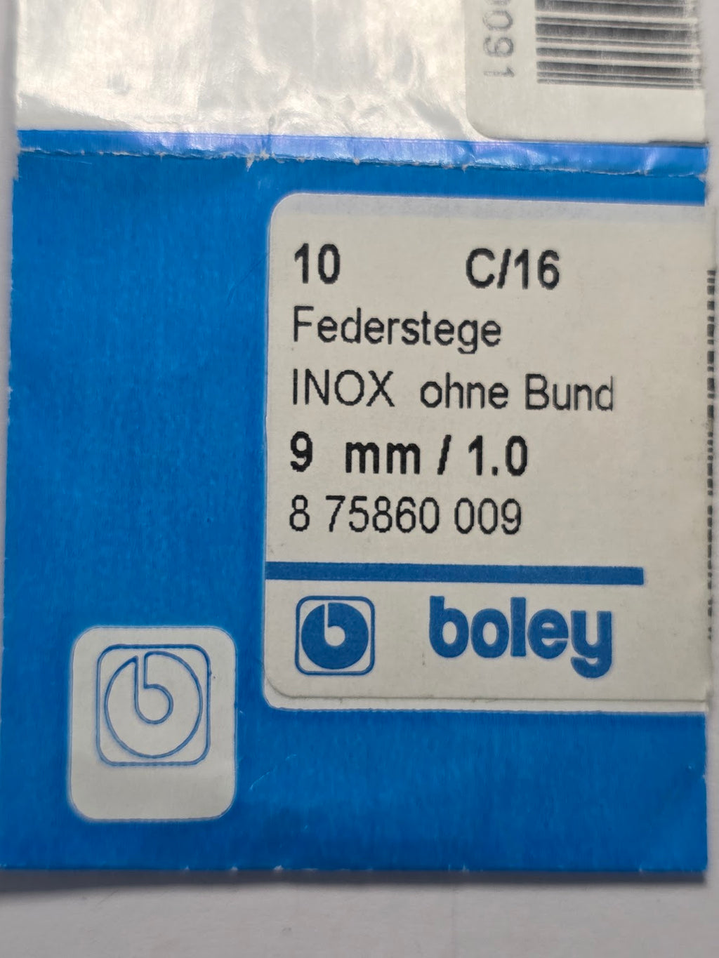 [AM212] Générique Horlogerie / Boley - Lot de 7 barrettes à ressort INOX sans collerette Boley (9 mm / Ø 1.0 mm - C/16)