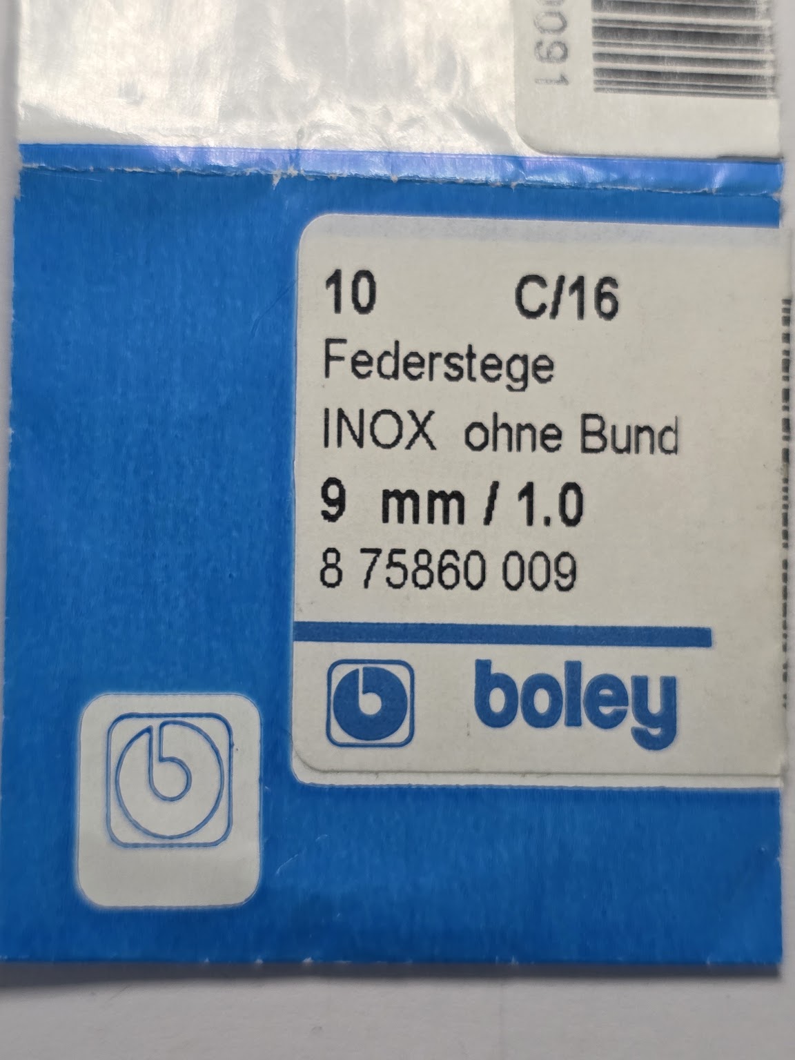 [AM212] Générique Horlogerie / Boley - Lot de 7 barrettes à ressort INOX sans collerette Boley (9 mm / Ø 1.0 mm - C/16)