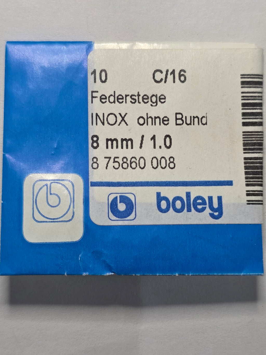 [AM213] Générique Horlogerie / Boley - Lot de 9 barrettes à ressort INOX sans collerette Boley (8 mm / Ø 1.0 mm - C/16)
