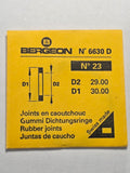 [AM218] Bergeon - Bergeon 6630 D (N° 23) - Lot de 2 joints plats caoutchouc (D2 29.00 mm / D1 30.00 mm)