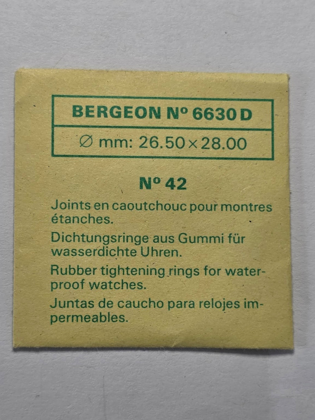 [AM219] Bergeon - Bergeon 6630 D (N° 42) - Lot de 2 joints plats caoutchouc (Ø 26.50 x 28.00 mm)
