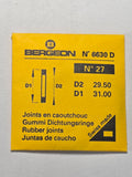 [AM221] Bergeon - Bergeon 6630 D (N° 27) - Lot de 4 joints plats caoutchouc (D2 29.50 mm / D1 31.00 mm)