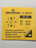 [AM222] Bergeon - Bergeon 6630 D (N° 25) - Lot de 5 joints plats caoutchouc (D2 29.00 mm / D1 30.50 mm)