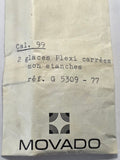 [AM227] Movado - Movado Cal. 99 - Lot de 2 glaces Plexi carrées non étanches (Réf. G 5309 - 77)