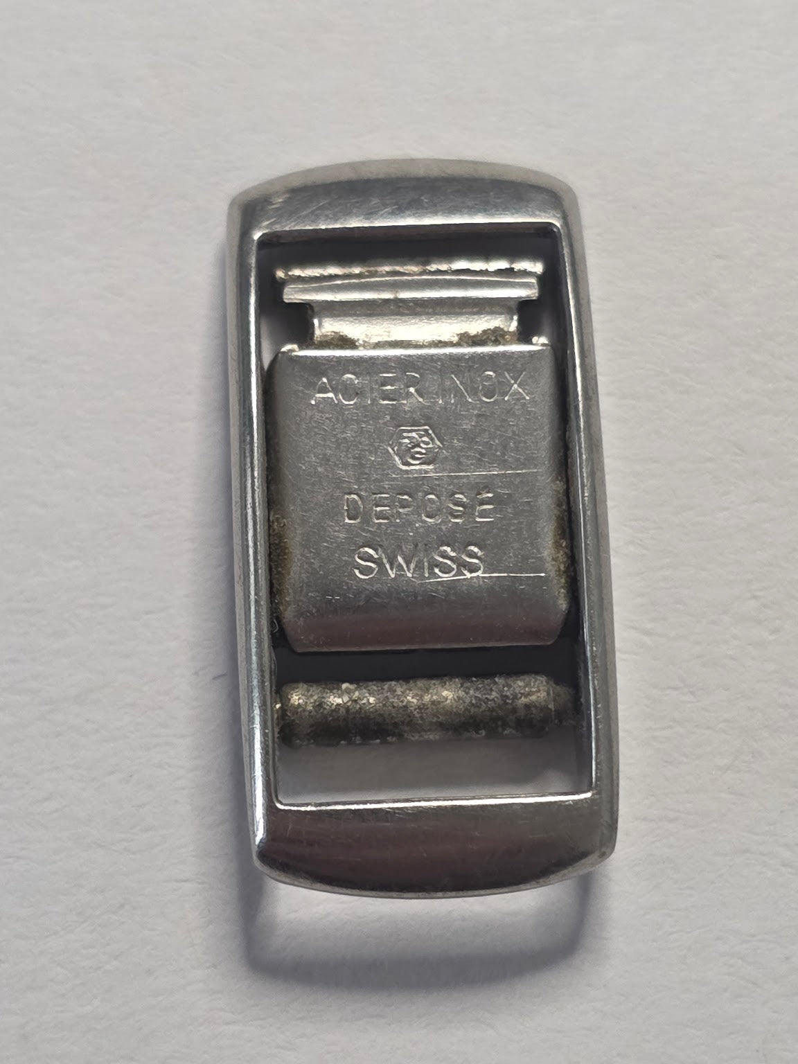 [AM244] FBC (Félix-Barret & Cie) - Fermoir / Clapet réglable à pince acier FBC (Poinçon FBC / ACIER INOX DEPOSÉ SWISS)
