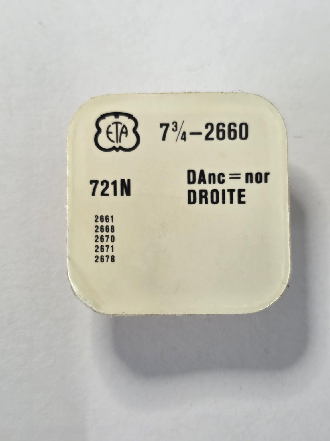 Balancier réglé avec spiral sous blister scellé d'origine (Réf. 721N) - ETA Original Factory Sealed - ETA 2660 / Réf. 721N