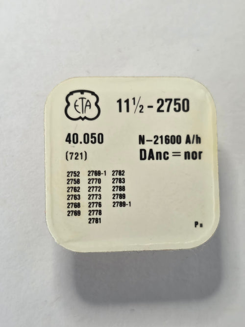 Balancier réglé avec spiral 21 600 A/h sous blister scellé d'origine (Réf. 40.050 / 721) - ETA Original Factory Sealed - ETA 2750 / Réf. 40.050 (721)